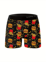 Mens Fun French Fries Burger Pizza Pattern Boxers Shorts  Men's Underpants Comfortable Cartoon Duck Man Underwear Mens Clothing