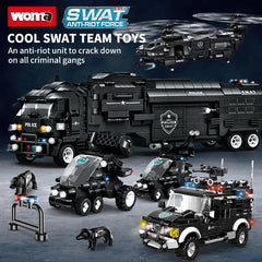 WOMA Children's Special Police Toy Boy Puzzle Police Car Military Plane Model Building Blocks