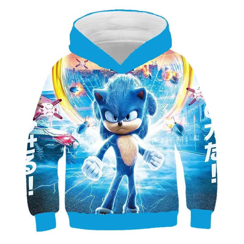 Japanese anime Sonic children's boy cartoon hoodie sweatshirt  3D printed cartoon boy and girl hoodie sweatshirt