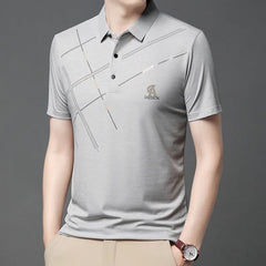 Summer Polo Clothes for Men Short Sleeve New Turn-down Collar Thin Solid T-shirt