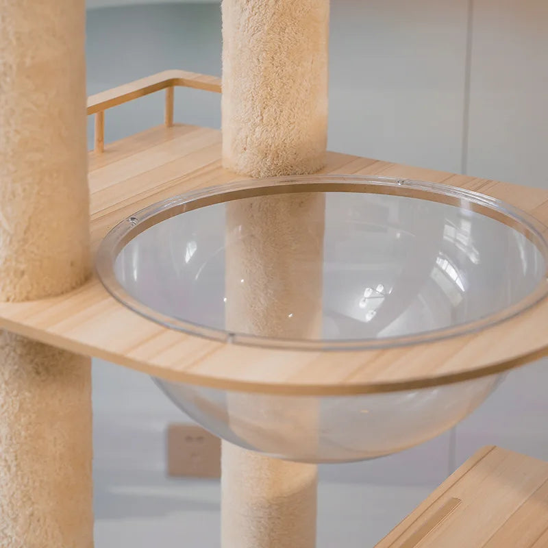 Cat Villa High Tree for Large Cats, Xl House Climbing Tower, Wood Scrapers for Cats, House Wall Furniture Set