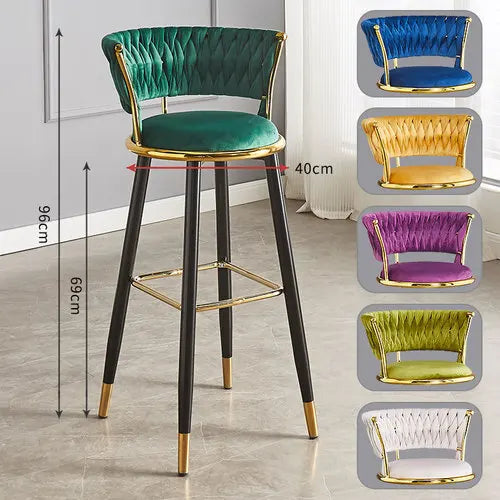 Luxury Rotating Bar Chair Design Living Room Outdoor Velvet Modern Bar Chair Nordic Kitchen High Sillas Altas Furniture SR50BC