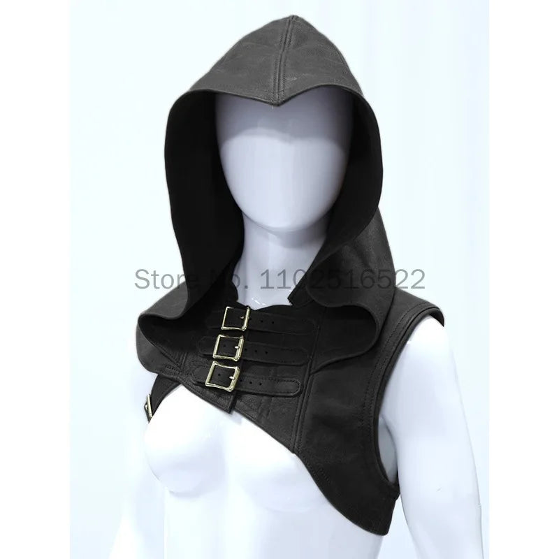 Medieval Women Armor Huntress Men's Assassin Cosplay Costumes Carnival Leather Hooded Shawl Viking Warrior Cape