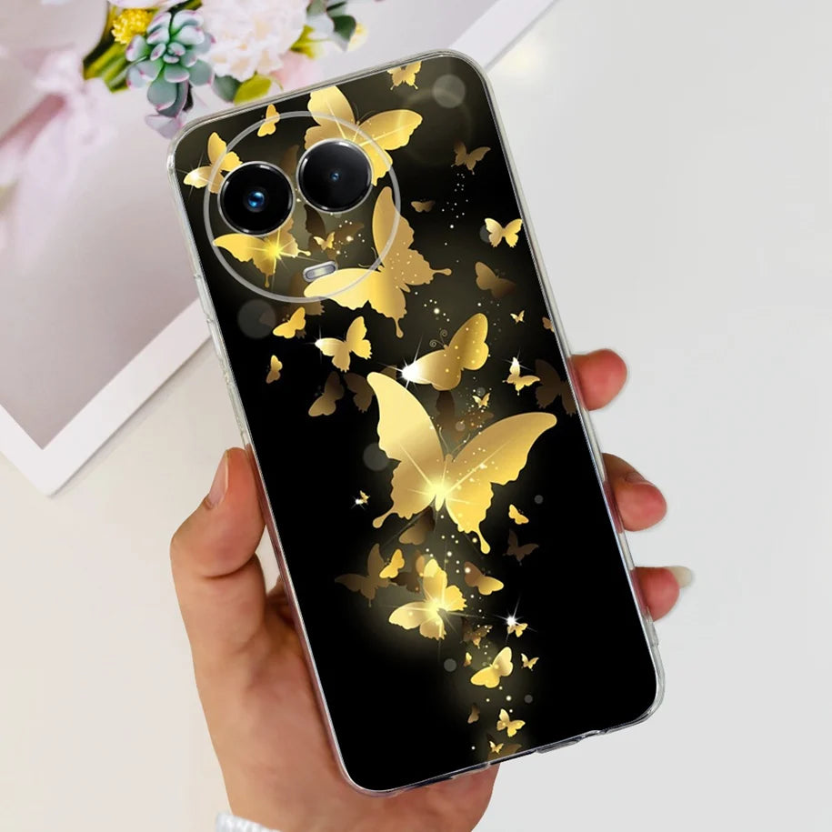 For Realme 11X Case RMX3785 Luxury Marble Butterfly Cover