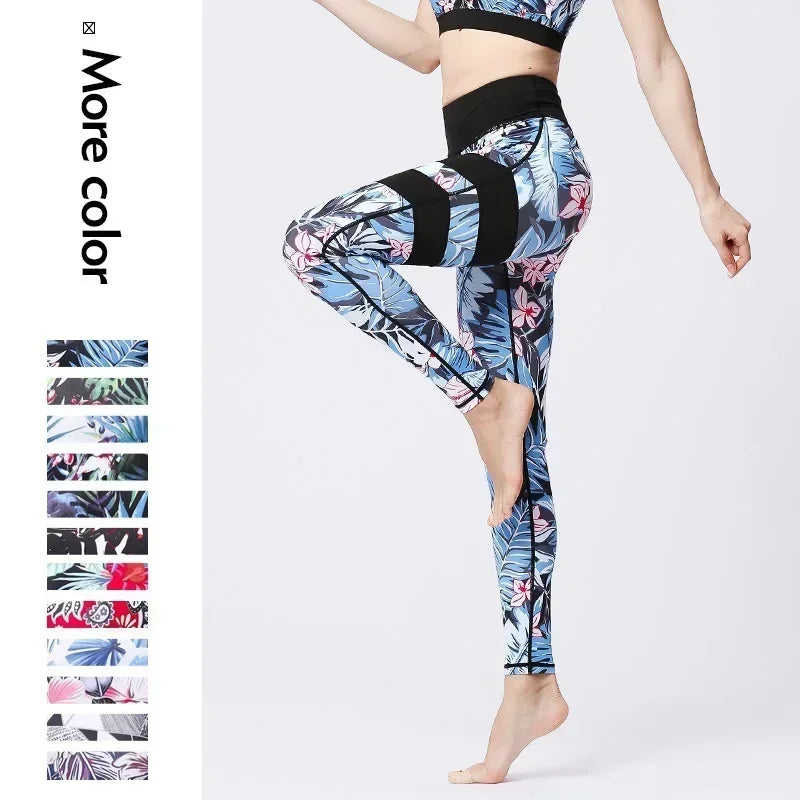 Cloud Hide Yoga Pants Women Flower High Waist Sports Leggings