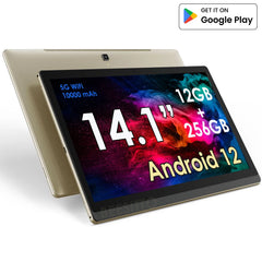 Global Version 14.1 inch Large Screen Tablet Pc 256GB ROM Android 12 GPS SIM 4G LTE WiFi Tablets