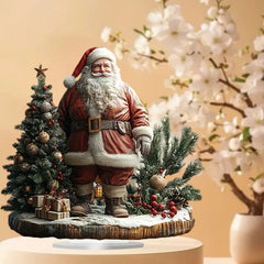 Santa Claus Acrylic 2D Flat Ornaments Decoration Christmas Gift Holiday Atmosphere Noel Home Desktop Ornaments