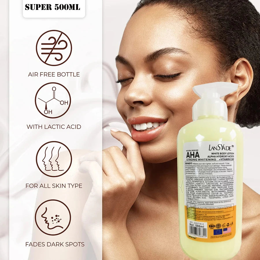 Whitening Body Lotion ALPHA Hydroxy Acids+Vitamin C&E See Results In 3 Days Moisturizing Lightening Body Cream Lotion Skin