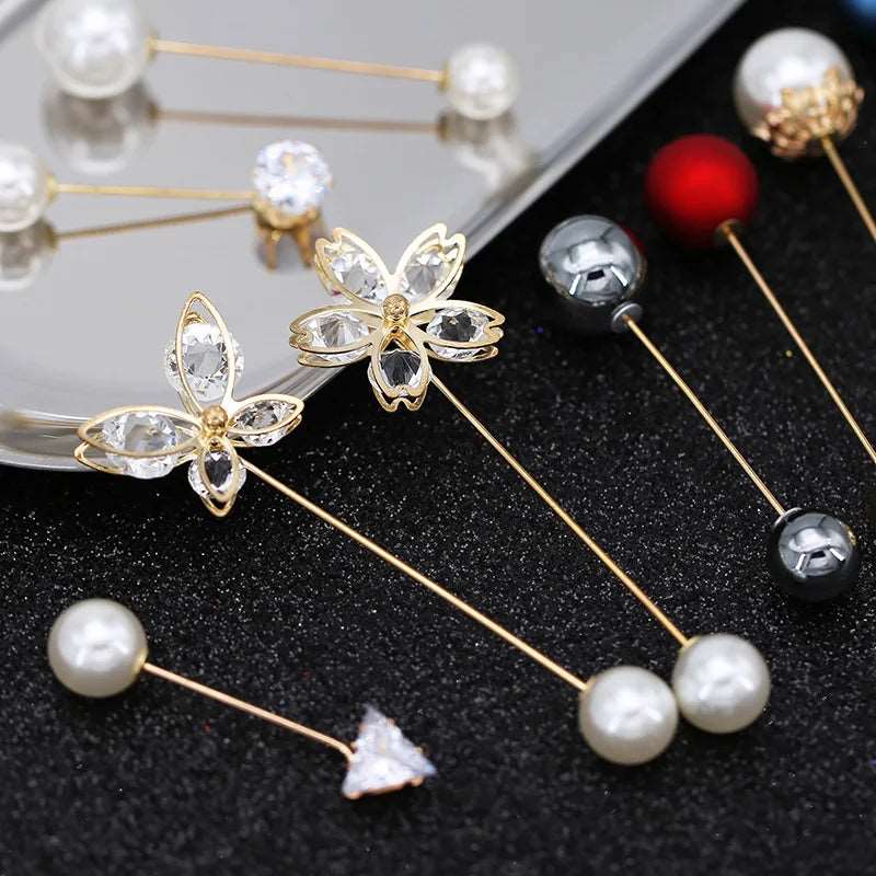 1Pc Women's Clothing Brooch Pearl Beaded Rhinestone Brooches Women