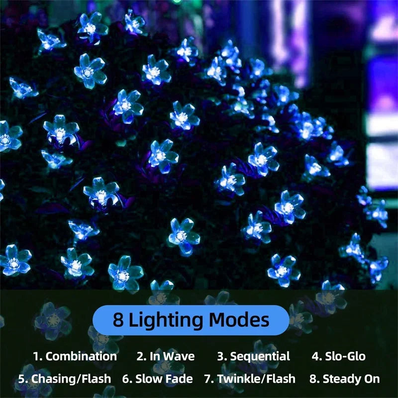 Solar Garden Light Flower Outdoor Solar  String Lights Waterproof Fairy Simulation Floral Garlands Lamp