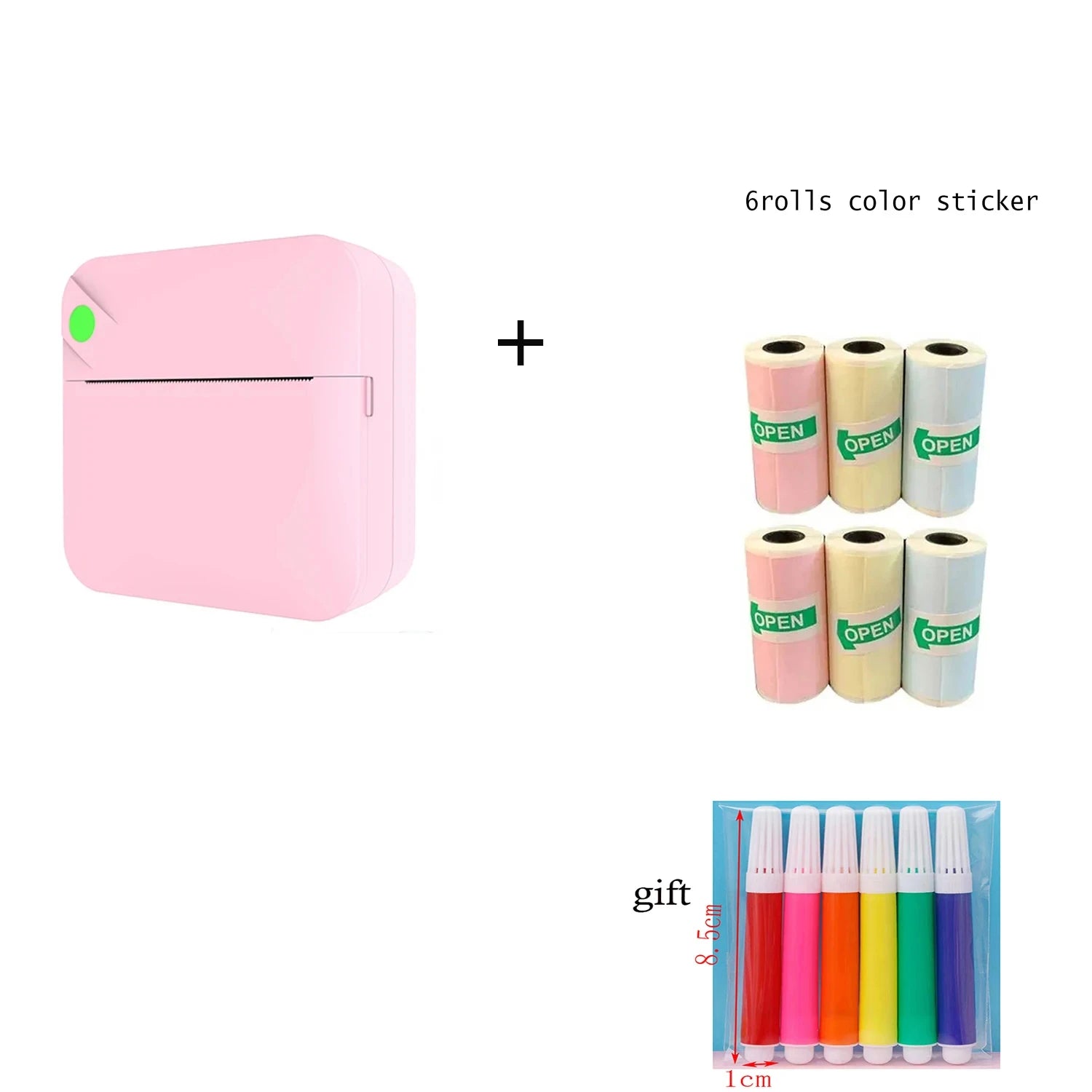 Mini printer, Bluetooth pocket thermal printer, ink-free portable sticker printer