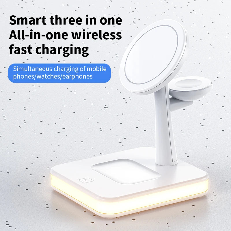 25W 3 in 1 Magnetic Wireless Charger Stand For iPhone 12 13 14 Pro Max Airpods Apple watch 8 7 6 5  Fast Charging Dock Station