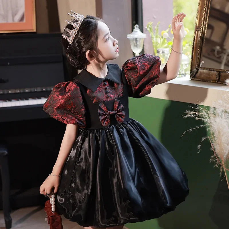 Summer Kids Dresses new black Bow Girls For Birthday Party Princess Children’s Pageant Gown Baby Girl