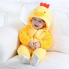 Infant Toddler Yellow Chick Costume Kigurumi for Baby Boys Girls Bodysuit Jumpsuit Onesie Flannel Comfortable