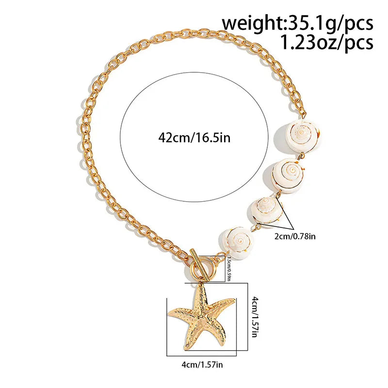 Trend Elegant Beach Jewelry Baroque Starfish Pendant Necklace For Women