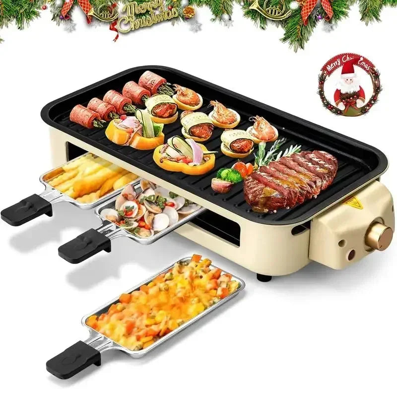 Pukomc Indoor Smokeless Grill, Non-Stick Cooking Removable Plate, Portable Electric BBQ Grill