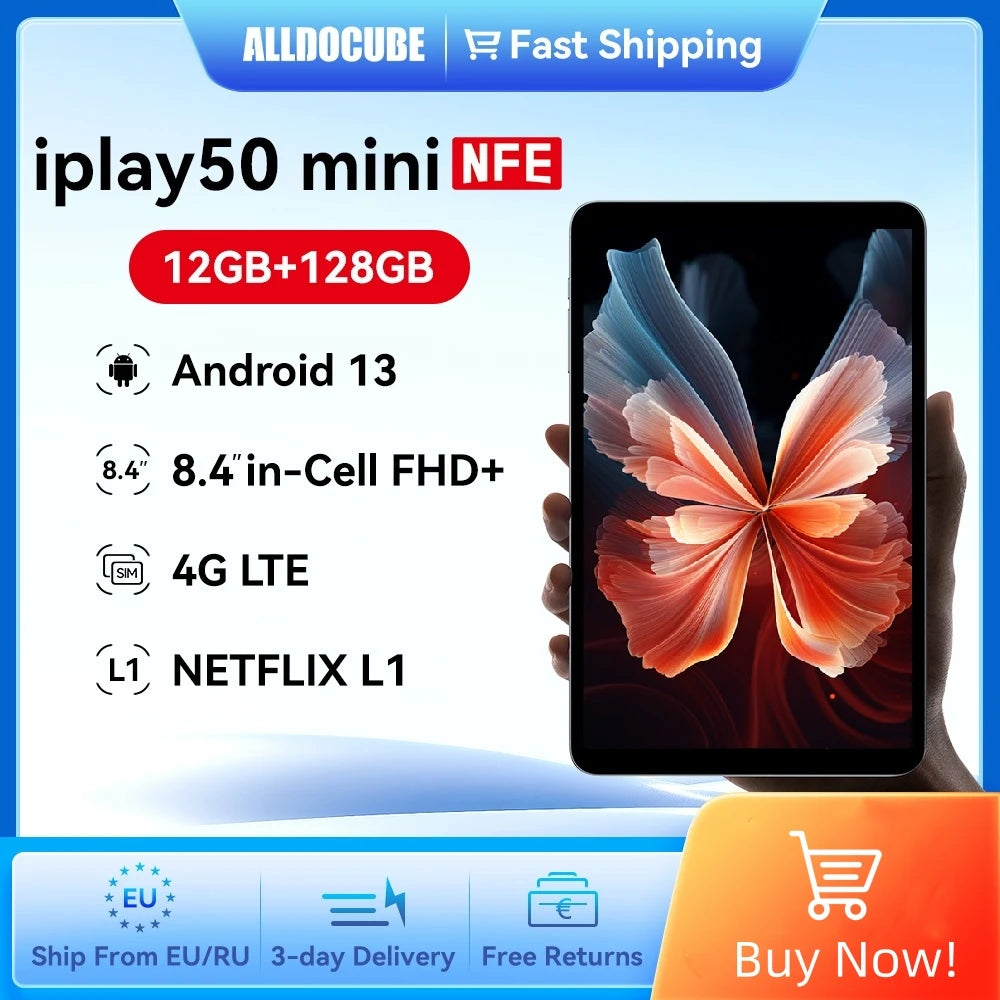 Alldocube iPlay50 Mini Android13 Netflix L1 Virtual Memory 8GB+4GB RAM 128GB ROM 4G Dual Sim Card Tablet 8.4"