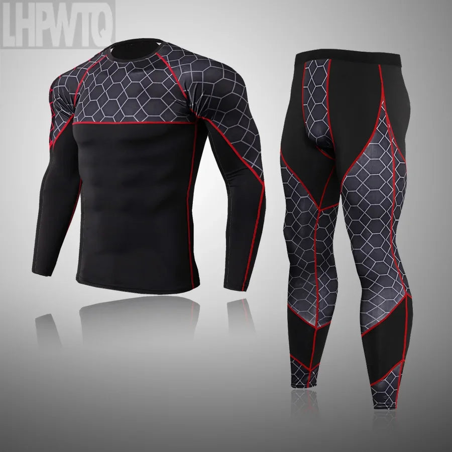 Men's Winter Thermal Underwear Set Gym Clothing Running Man Long Johns Compression tights Suit Gym Man Sport Pants S-XXXXL