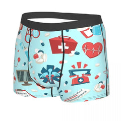 Men's Nurse Tools Cartoon Boxer Briefs Shorts Panties Soft Underwear Male Novelty Long Underpants