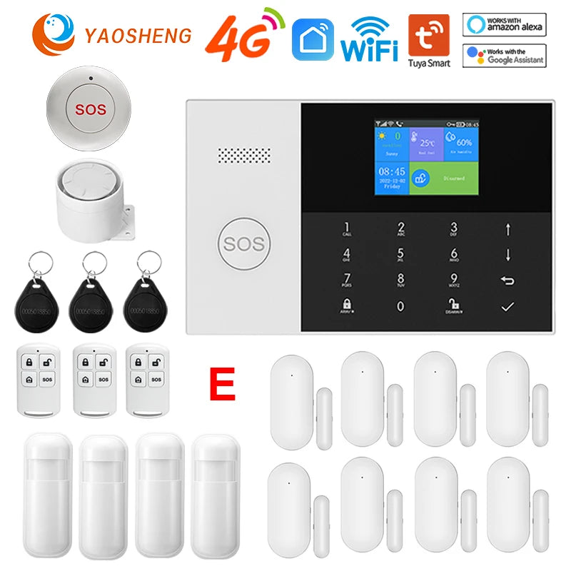 4G Alarm System Security Home WIFI Alarme Residencial Wireless Home Alarm For Tuya Smart Life With Door Sensor Work With Alexa