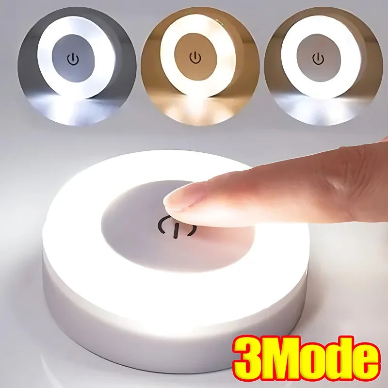 LED Touch Sensor Night Light 3 Modes Dimming Wall Lights Portable USB Rechargeable Night Lamp