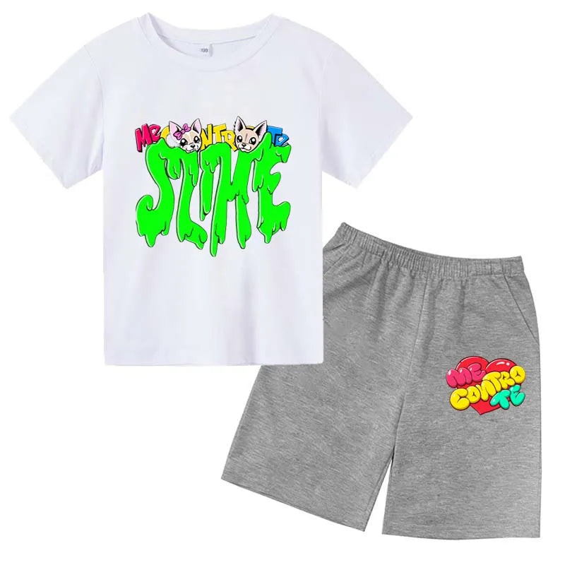 Casual ME CONTRO TE Print Short Sleeve Suits 3-14 Years Kids T-shirts+pants 2pcs Sets kids clothes boys