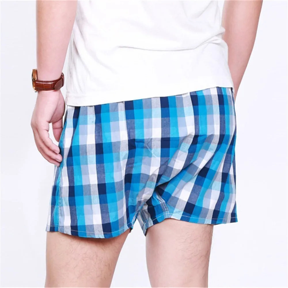 Classic Plaid Men's Boxers Cotton Mens Underwear Trunks