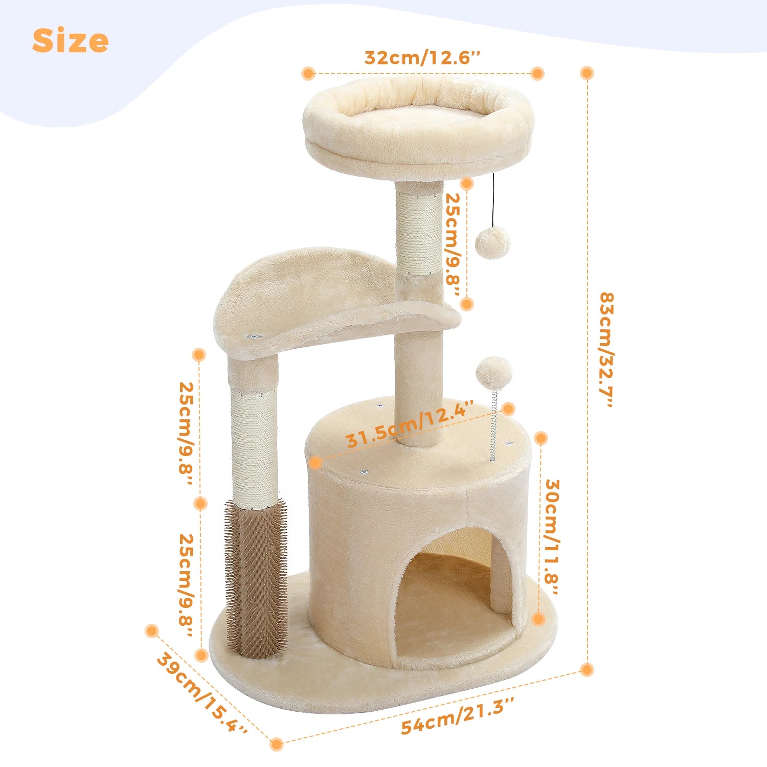 Pet Cat Tree House Condo Perch Entertainment Playground Stable Furniture for Kitten Multi-Level Tower for Large Cat Cozy Hommock