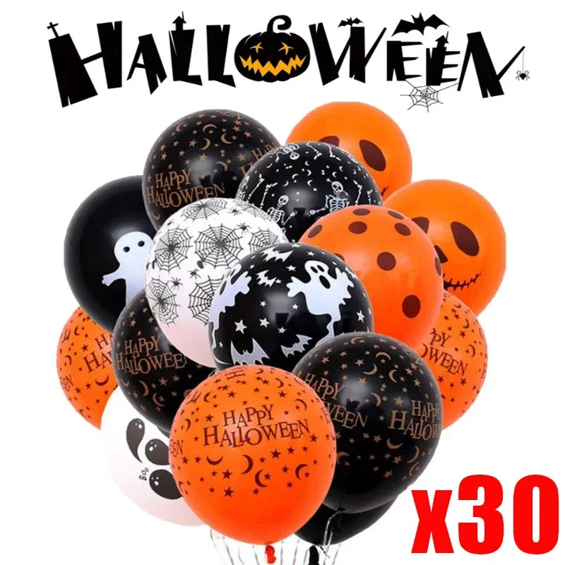 Scary Halloween Balloons Kids Toys Pumpkin Skeleton Ghost Bar Party Decor Balloon Halloween Black Orange Latex Balloon