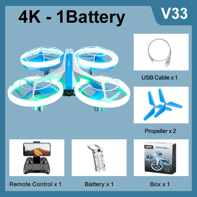 4DRC V33 Drones 8K 4K HD Camera RC Drone with Altitude Hold and Headless Mode RC Quadcopter with LED Light