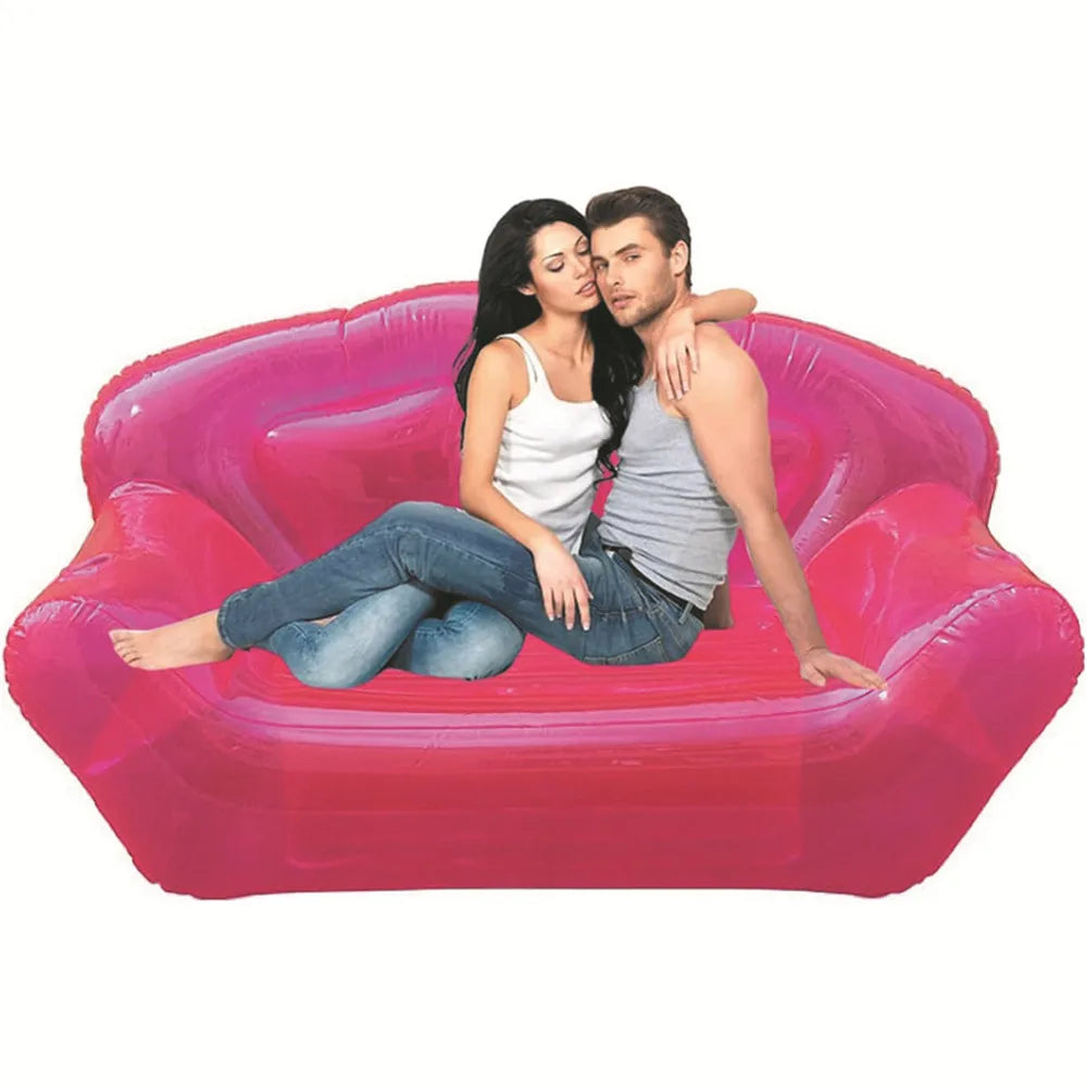 Two People Transparent Inflatable Sofa Chair Party Living Room Swimming Pool Sofa PVC Inflatable Furniture Outdoor