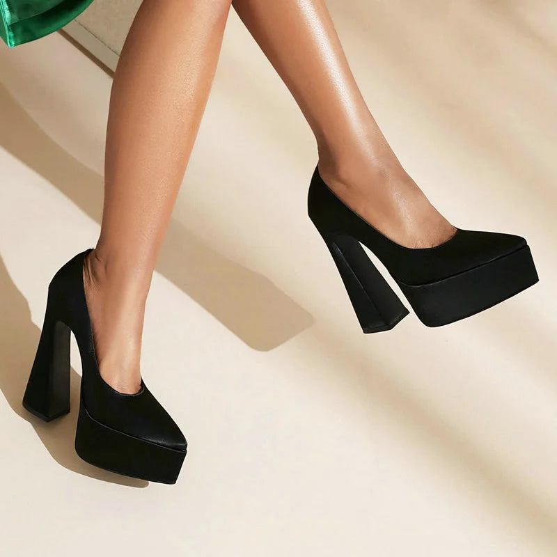 Spring Autumn Women High Heel Shoes Platform Square High Heel