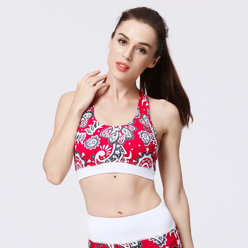 Cloud Hide Flower Printing Yoga Set Gym Outfits Sportswear Women Fitness Tracksuit Bra Top High Waist Leggings Pants Sports Suit