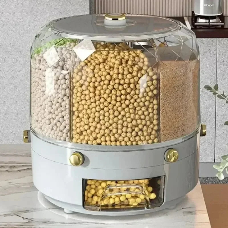 360 Degree Rotating Rice Dispenser Sealed Dry Cereal Grain Bucket Dispenser