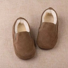 Children Suede keep warm Shoes British Style Soft Non-slip Kids Casual Shoes Genuine Leather Boy Shoes Toddler Girls Flats