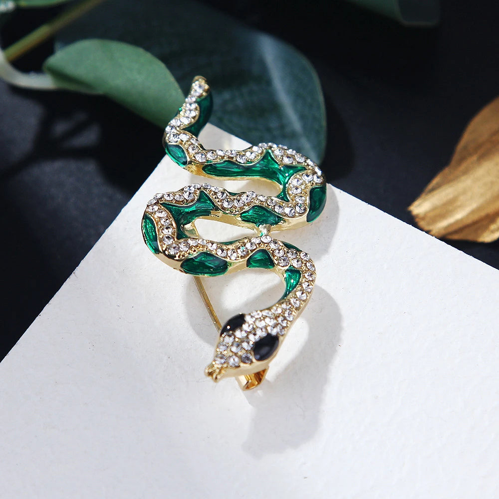 Fashion Vintage Creative Snake Brooch For Women Accessories Retro Crystal Animal Brooches