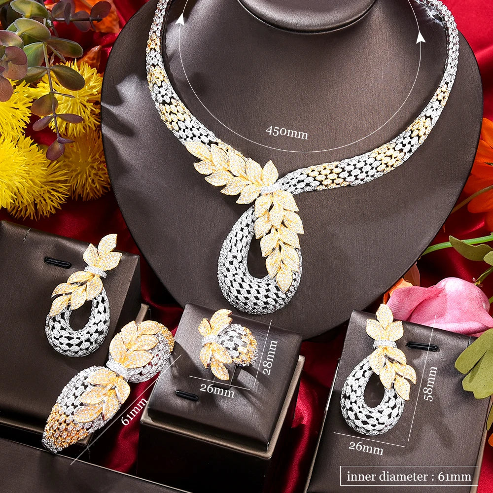 Jewelry Set for Women Cubic Zircon Jewellery Set Dubai Saudi Party Engagement Accessory