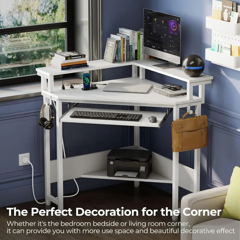 Corner Desks, 44.5"W x 34.5"H Small Computer Desk