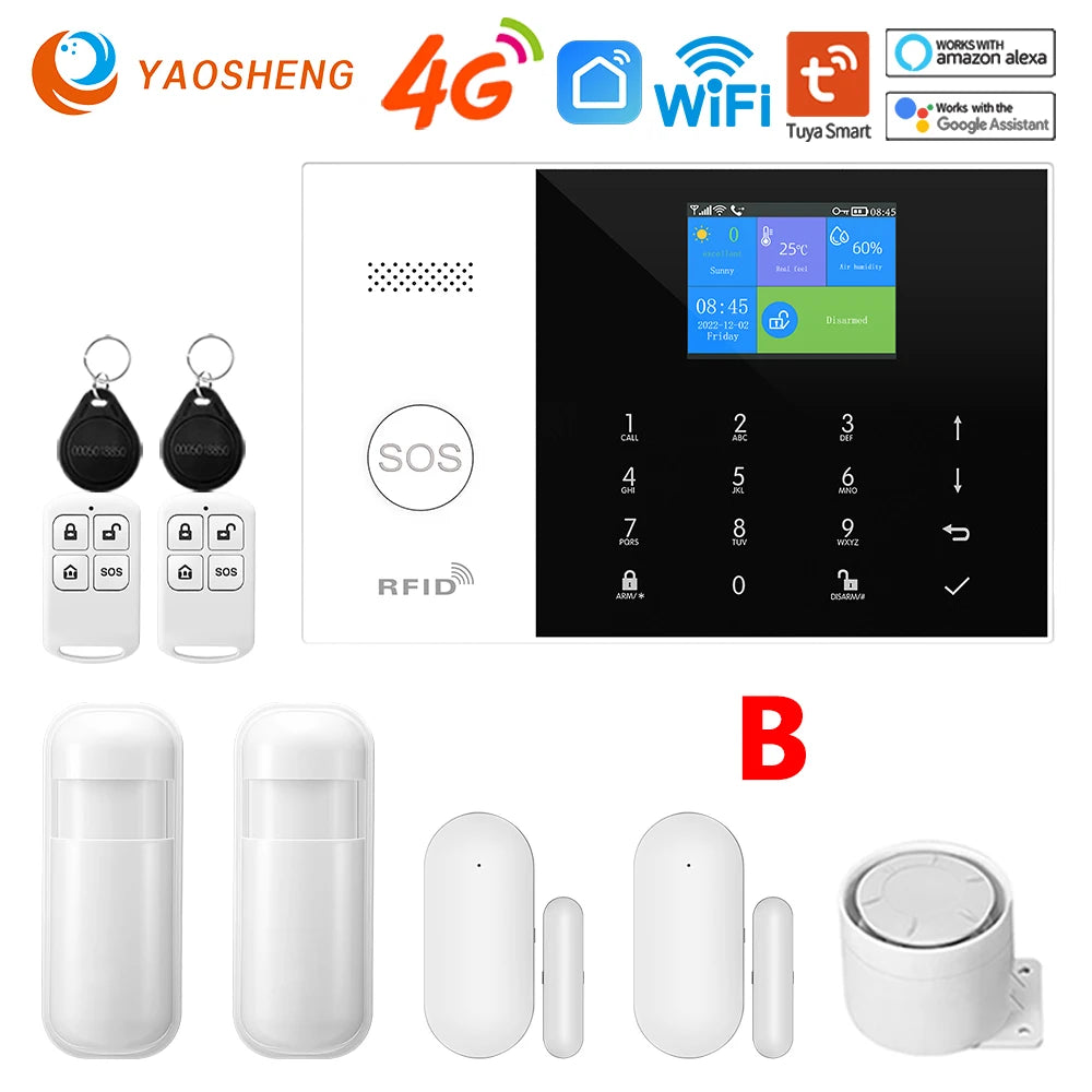 4G Alarm System Security Home WIFI Alarme Residencial Wireless Home Alarm For Tuya Smart Life With Door Sensor Work With Alexa