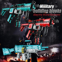 Military Electric M249 Machine Gun Assembled Building Blocks Bricks Model MOC Submachine Firearms Weapons Sets