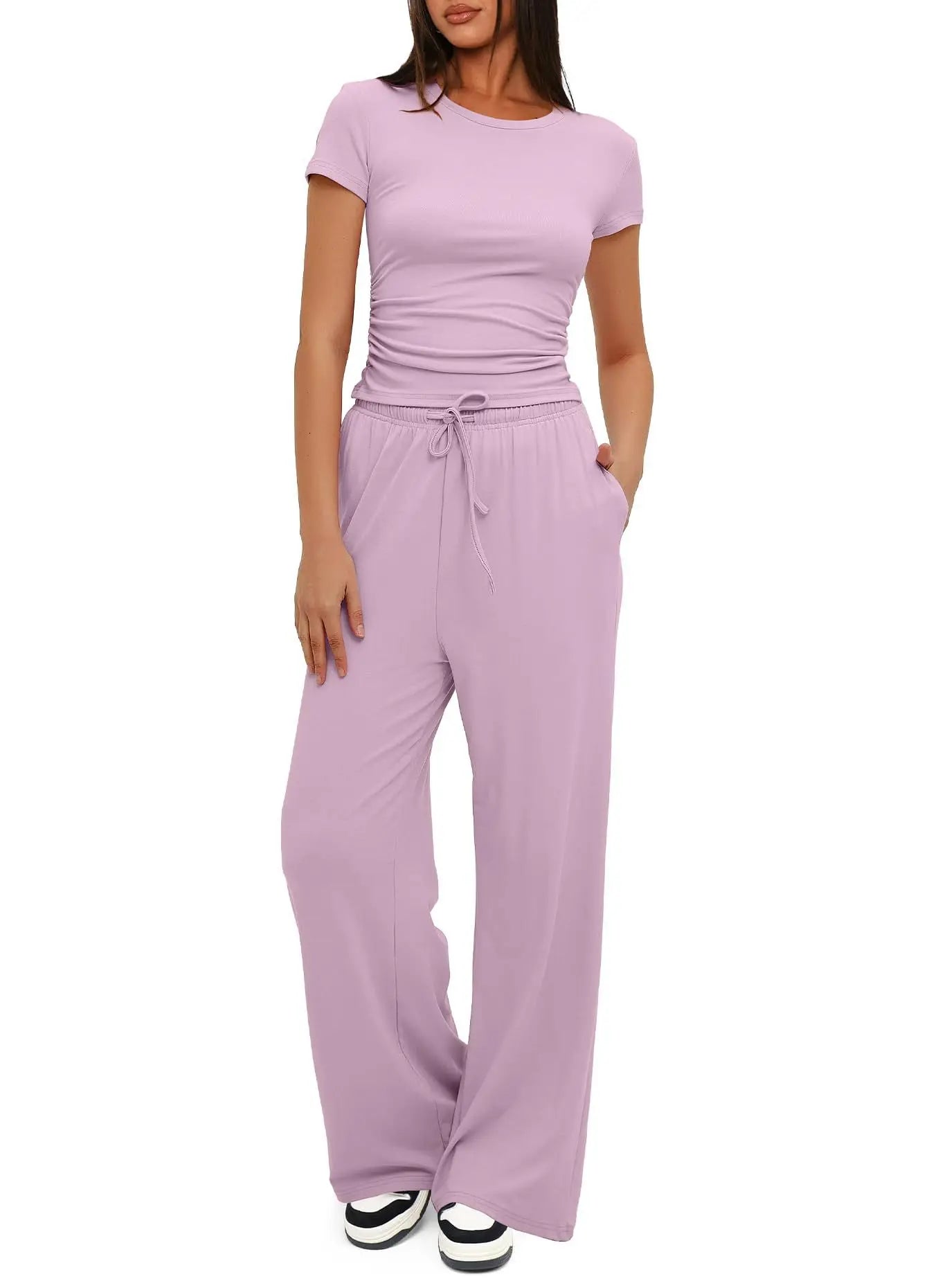 Women Two Pieces Set T-shirt And Wide Leg Pants