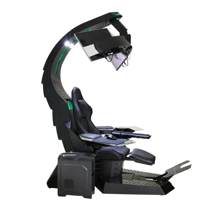 Modern swivel support 3 monitors predator cockpit simulation gaming chair