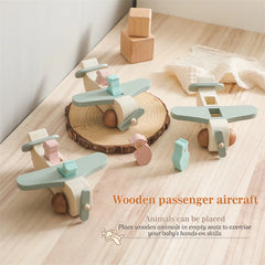 Baby Wooden Plane Toy Plane Model Manned Building Blocks Toy