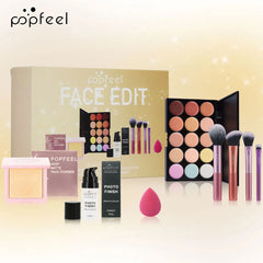 POPFEEL Face Makeup Mini Kit Foundation Primer Powder Foundation Makeup Brush