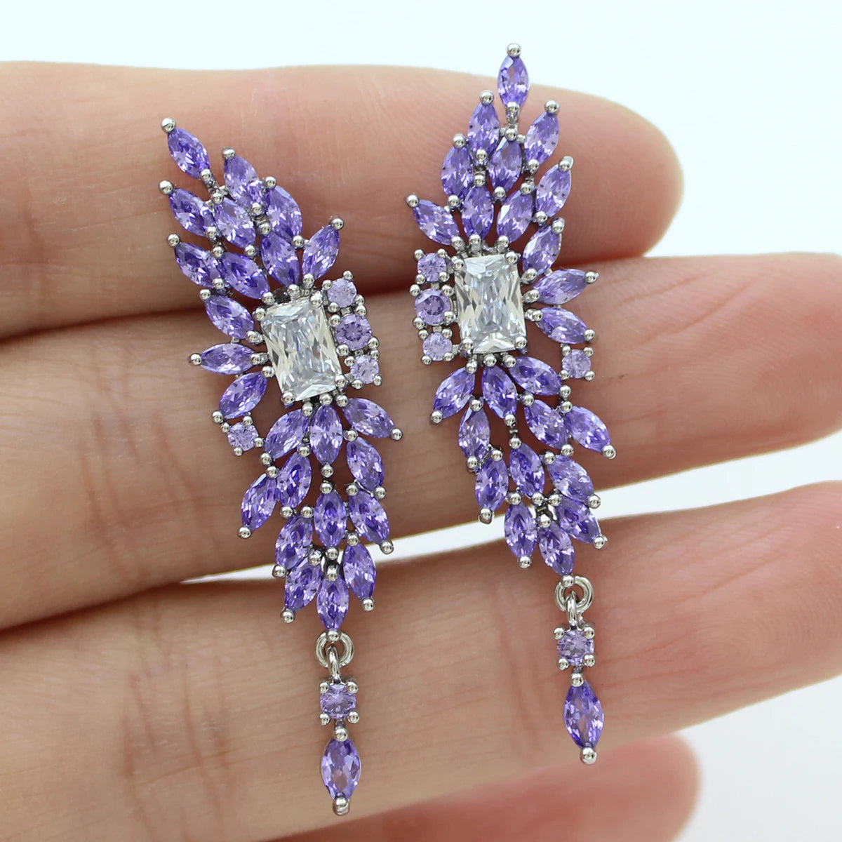 Butterfly Earrings for Women  Cubic Zirconia Red Purple White Leaf Drop Earrings