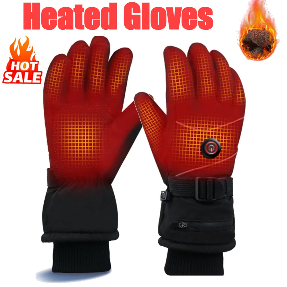 DC Rechargeable Heating Thermal Gloves Heated Gloves Winter Ski Gloves Touch Screen for Cycling Running Driving Hiking Walking