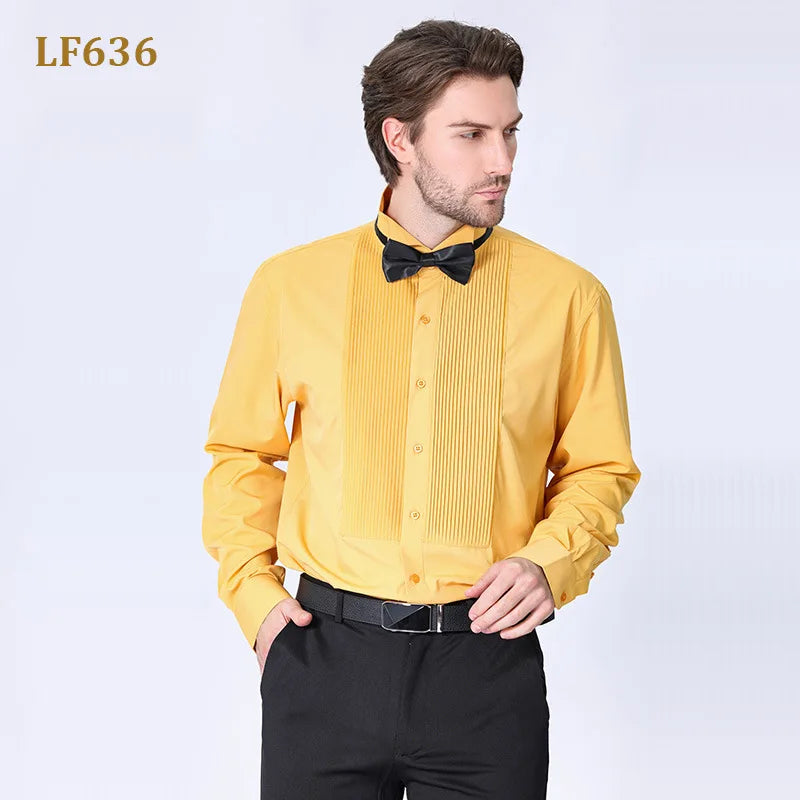 American size men's tuxedo shirt long sleeve spring and summer fashion new non-ironing formal business solid color plus size