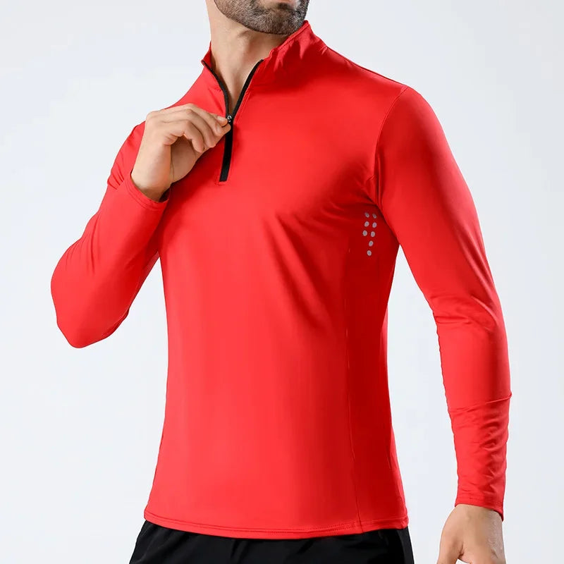 Men Half Zip Quick Dry Jacket Long Sleeve Standing Collar Top