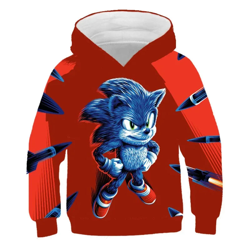 Fashion Sonic Hoodie For Kids Boys Girls Children Autumn Long Sleeve Printed Anime Sweatshirts Cool Tops Tees Men Women Clothing