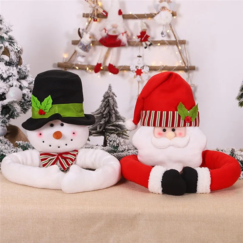 Cute Hugs The Tree Doll Santa Claus Snowman Christmas Tree Ornament Festive Decor Noel Atmosphere Cloth Xmas New Year 2022